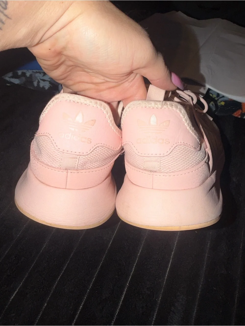 adidas Women’s Light Pink Athletic Sneakers with Signature Stripes
